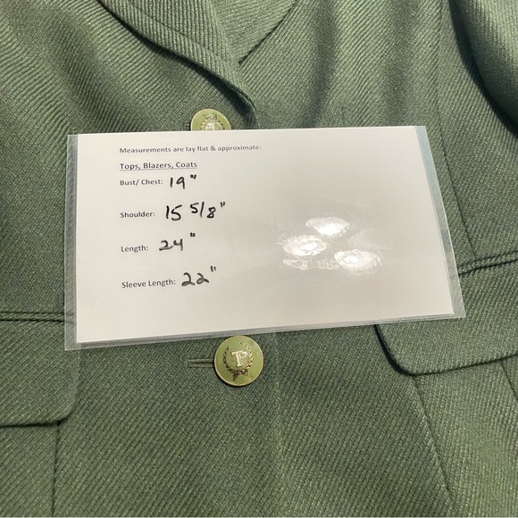 VTG Talbots Wool Blazer Womens Sz 10 Green Career Structured Jacket Classic - Picture 11 of 13
